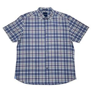 Tommy Bahama‎ Shirt XL Blue Plaid Short Sleeve Button Down Islandwear Vacation